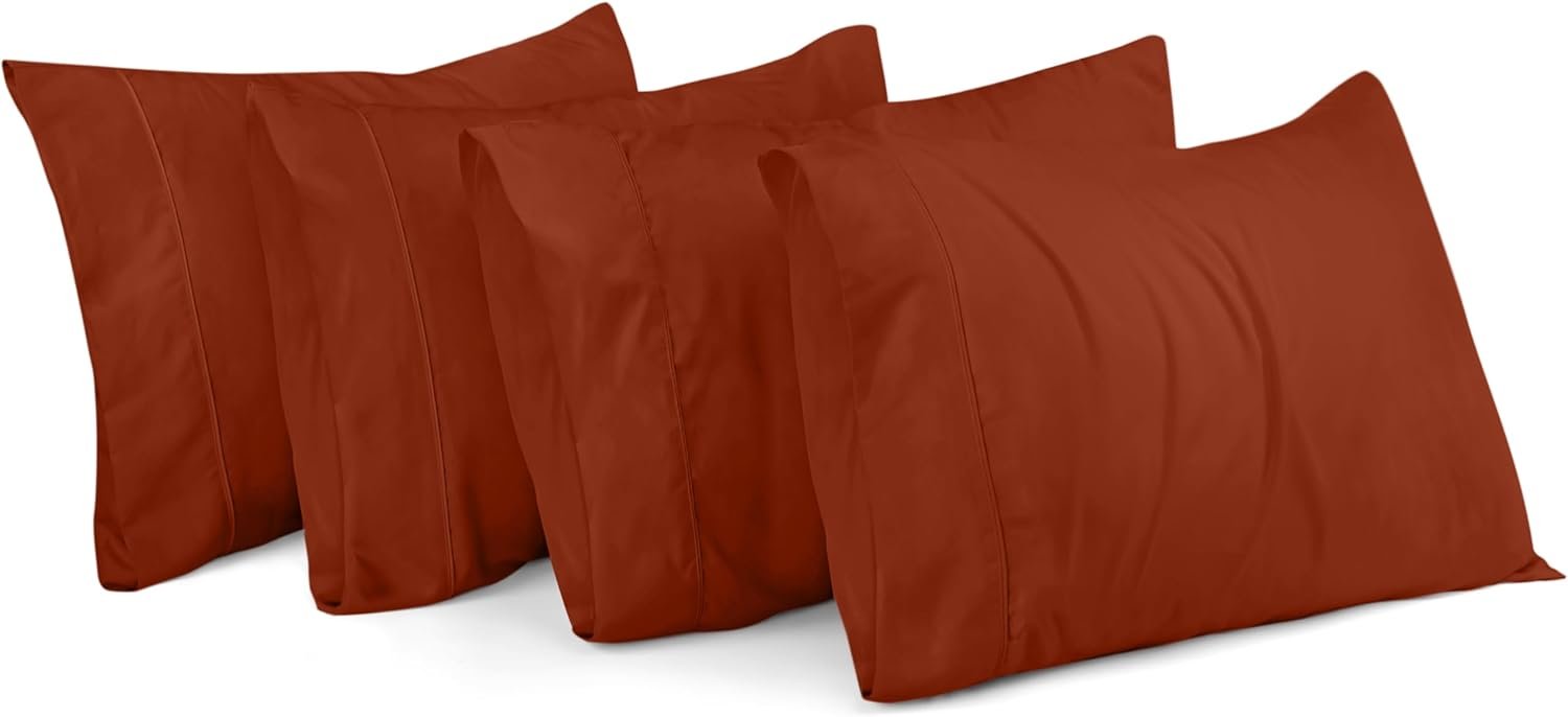 Queen Pillow Cases - 4 Pack - Envelope Closure - Soft Brushed Microfiber Fabric - Shrinkage and Fade Resistant Pillow Covers Queen Size 20 X 30 Inches (Orange)