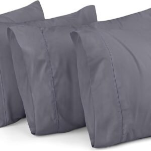 Queen Pillow Cases - Pack of 4 - Envelope Closure - Soft Brushed Microfiber Fabric - Shrinkage and Fade Resistant Pillow Covers Queen Size 20 X 30 Inches (Grey)