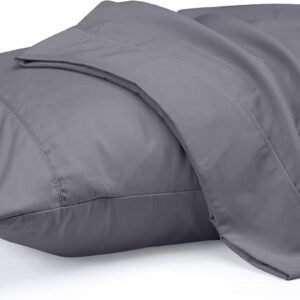 Queen Pillow Cases - 2 Pack - Envelope Closure - Soft Brushed Microfiber Fabric - Shrinkage and Fade Resistant Pillow Covers 20 X 30 Inches (Queen, Grey)