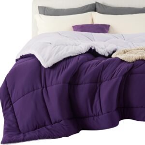 Comforters Queen Size - Duvet Insert Contrast Down Alternative Comforter Quilted All Season Duvet with 8 Tabs, Machine Washable, Gifts for Women, Purple/Pale Purple, Queen 88 x 88 Inches