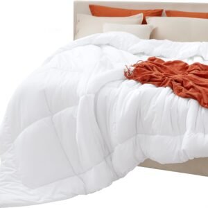 Comforters Queen Size - Duvet Insert Contrast Down Alternative Comforter Quilted All Season Duvet with 8 Tabs, Machine Washable, Gifts for Women, White, Queen 88 x 88 Inches