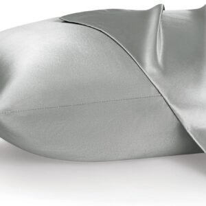 Satin Pillowcases, Similar to Silk Pillow Cases Queen Size Set of 2, Pillow Case for Sleeping Women with Envelope Closure, Gifts for Women Men, Silver Grey, 20x30 Inches