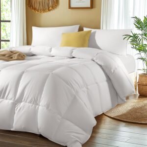 Hungarian Goose Down Comforter King Size 70 oz. Fill Weight, Soft 100% Organic Cotton Fabric, 850 Fill Power All Season Duvet Insert, Hotel Quality Comforter, Fluffy and Cozy (White)