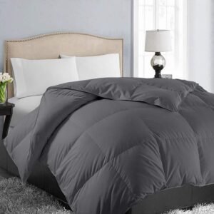All Season Queen Size Soft Quilted Down Alternative Comforter Reversible Duvet Insert with Corner Tabs,Winter Summer Warm Fluffy,Dark Grey,88x88 inches