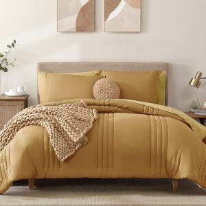 Queen Comforter Set - 7 Pieces Desert Yellow Bed in a Bag Queen Bedding Sets with Comforters, All Seasons Down Alternative Comforter Bed Set with Sheets, Pillowcases & Shams