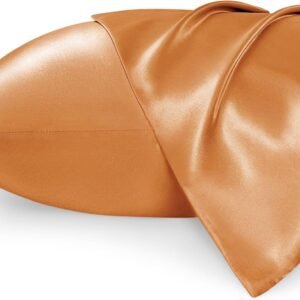 Satin Pillowcases, Similar to Silk Pillow Cases Queen Size Set of 2, Pillow Case for Sleeping Women with Envelope Closure, Gifts for Women Men, Burnt Orange, 20x30 Inches